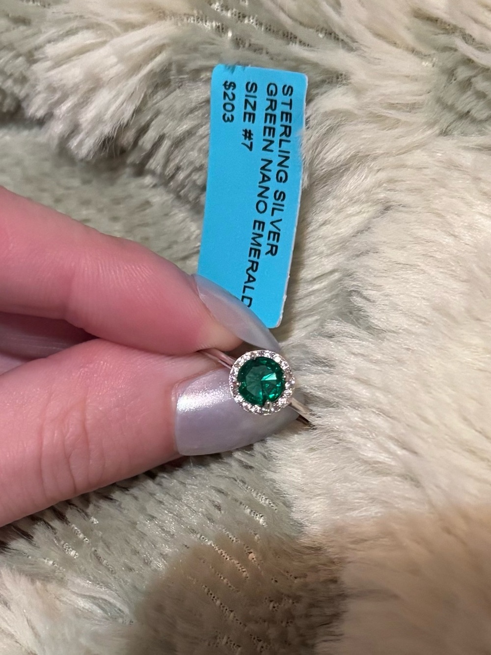 Sterling Silver Green Nano Emerald Halo Ring